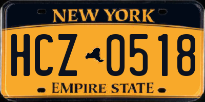 NY license plate HCZ0518
