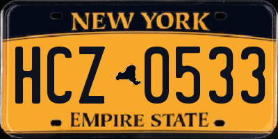 NY license plate HCZ0533