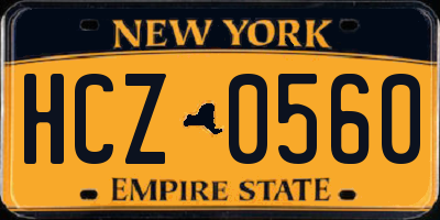 NY license plate HCZ0560