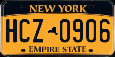 NY license plate HCZ0906