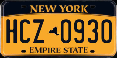 NY license plate HCZ0930
