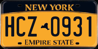 NY license plate HCZ0931