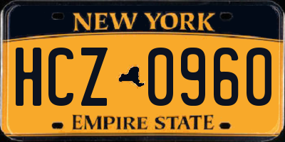 NY license plate HCZ0960