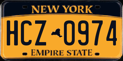 NY license plate HCZ0974