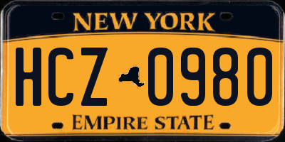 NY license plate HCZ0980