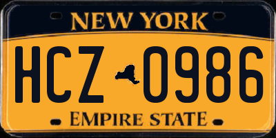 NY license plate HCZ0986