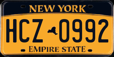 NY license plate HCZ0992