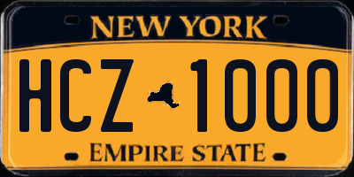 NY license plate HCZ1000
