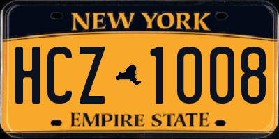 NY license plate HCZ1008