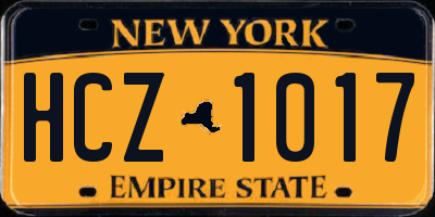 NY license plate HCZ1017