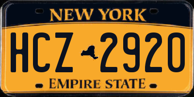 NY license plate HCZ2920