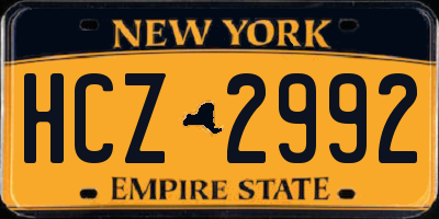 NY license plate HCZ2992