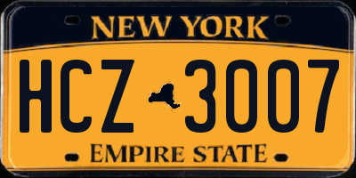 NY license plate HCZ3007