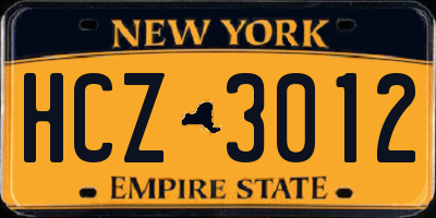 NY license plate HCZ3012