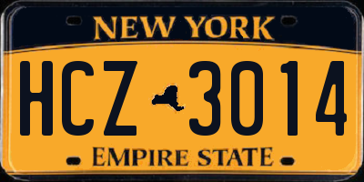 NY license plate HCZ3014