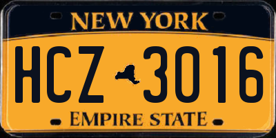 NY license plate HCZ3016