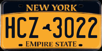 NY license plate HCZ3022