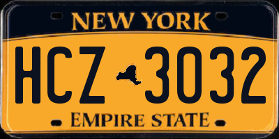 NY license plate HCZ3032