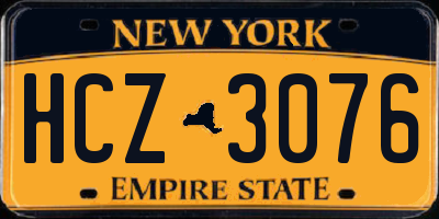 NY license plate HCZ3076