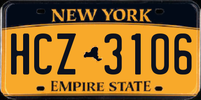 NY license plate HCZ3106