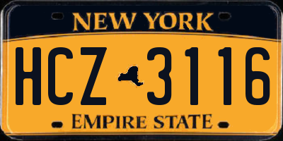 NY license plate HCZ3116