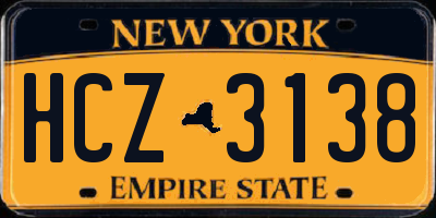 NY license plate HCZ3138
