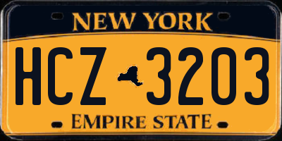 NY license plate HCZ3203