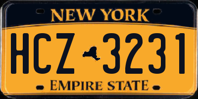 NY license plate HCZ3231