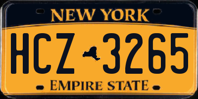 NY license plate HCZ3265