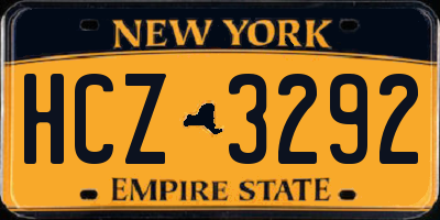 NY license plate HCZ3292