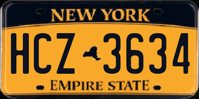NY license plate HCZ3634