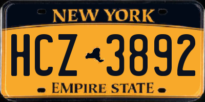 NY license plate HCZ3892