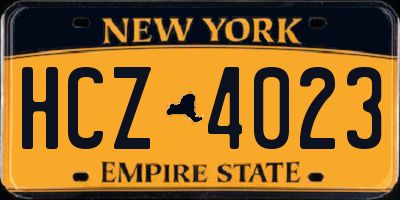 NY license plate HCZ4023
