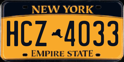 NY license plate HCZ4033