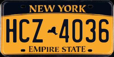 NY license plate HCZ4036