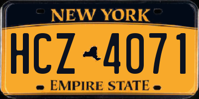 NY license plate HCZ4071