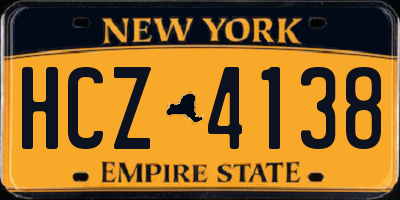 NY license plate HCZ4138