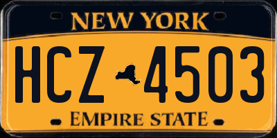 NY license plate HCZ4503