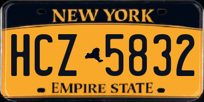 NY license plate HCZ5832