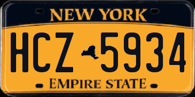 NY license plate HCZ5934