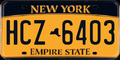 NY license plate HCZ6403