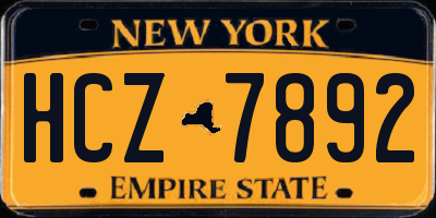 NY license plate HCZ7892
