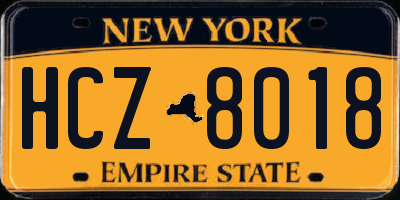 NY license plate HCZ8018