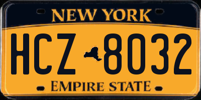 NY license plate HCZ8032
