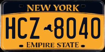 NY license plate HCZ8040