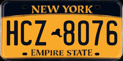 NY license plate HCZ8076