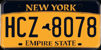 NY license plate HCZ8078