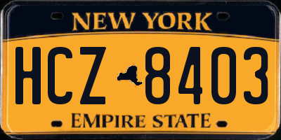 NY license plate HCZ8403