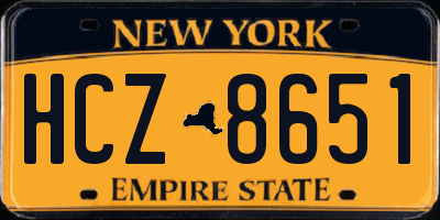 NY license plate HCZ8651
