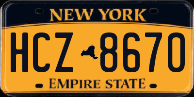 NY license plate HCZ8670